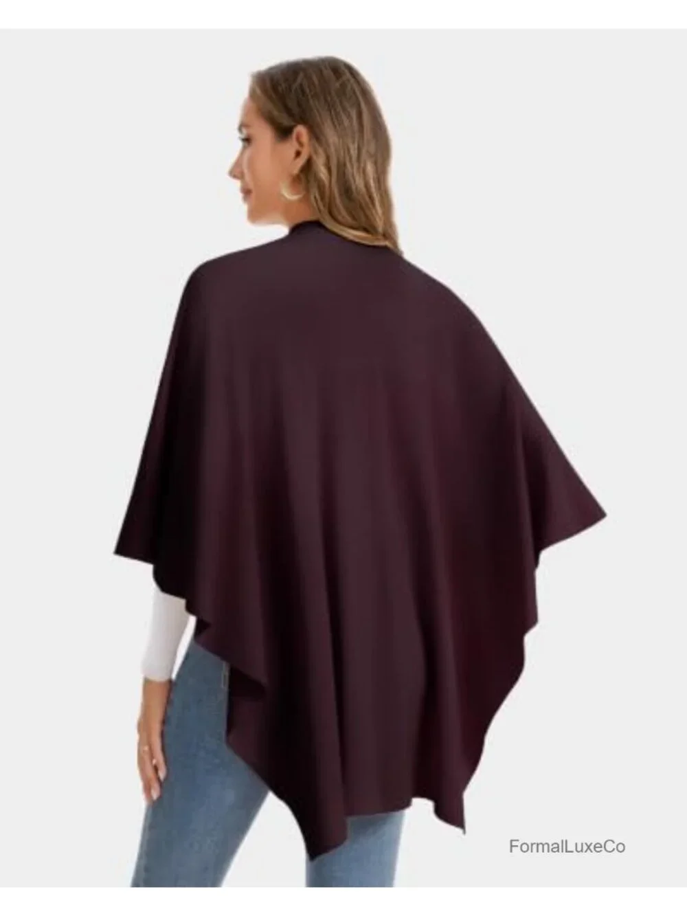 Cashmere Blend Open Front Poncho Sweater Shawl Wrap for Women Cozy Knit Ruana